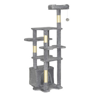 Drapak dla Kota Domi XXL 145 cm 7 Poziomów Szary Wieża Legowisko Domek