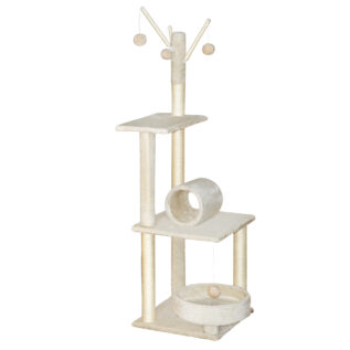 Drapak dla Kota Tomi 130 cm beżowy, 5 poziomowy, 4 Piłeczki, Walec